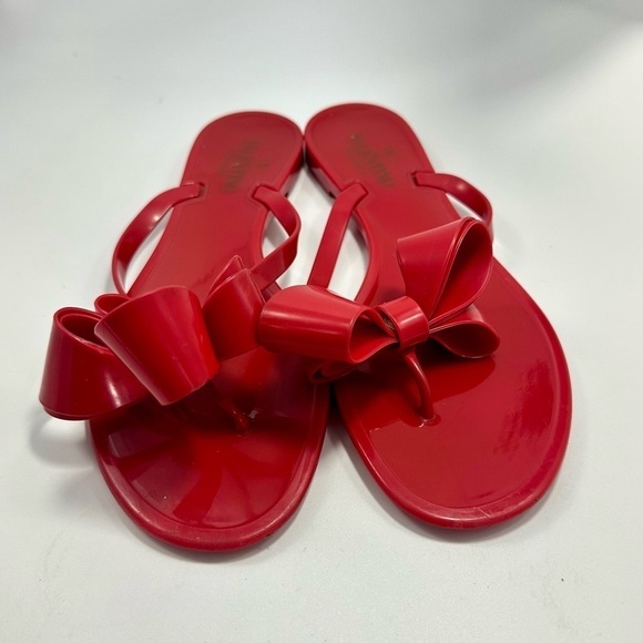 Valentino Garavani red bow rubber sandals size 11 - Picture 9 of 10
